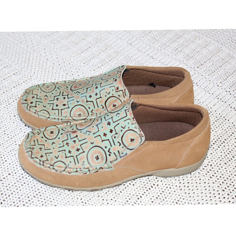 Roper Casual Slip on Leather Women's Shoes Western print size 9.5 US Loafer